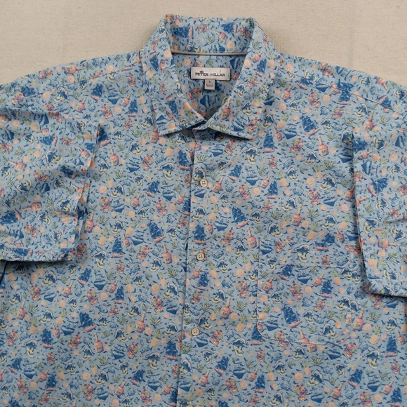 Peter Millar Other - Peter Millar Mens Shipfaced Pirate All Over Print Short Sleeve Button Up Shirt L